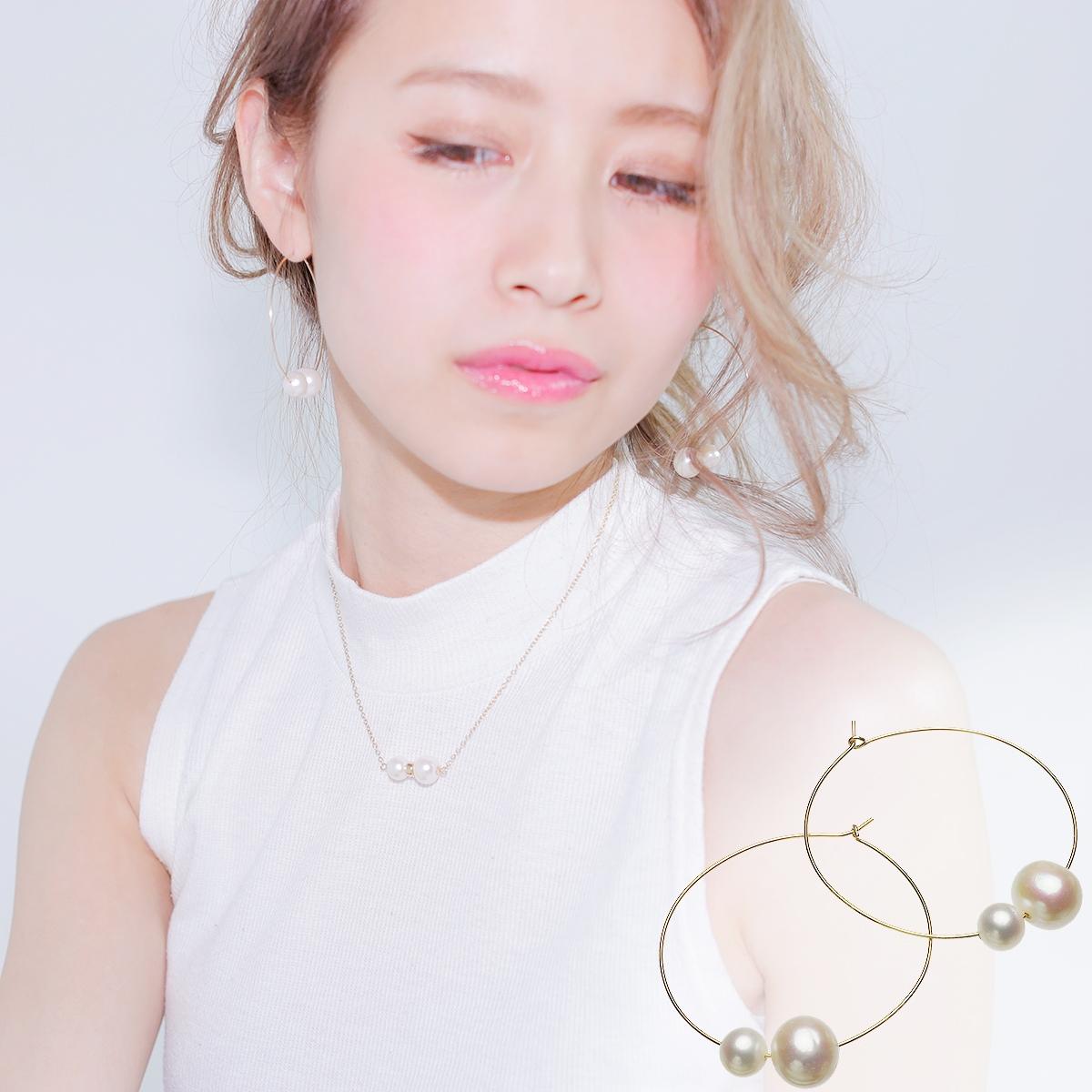 パールピアス 高級 淡水真珠 フープ ピアス 8.0mm-9.5mm 14金 ゴールド フィールド K14GF 結婚式 カジュアル 揺れる フック 大ぶり 大珠 プレゼント ギフト 6月誕生石真珠