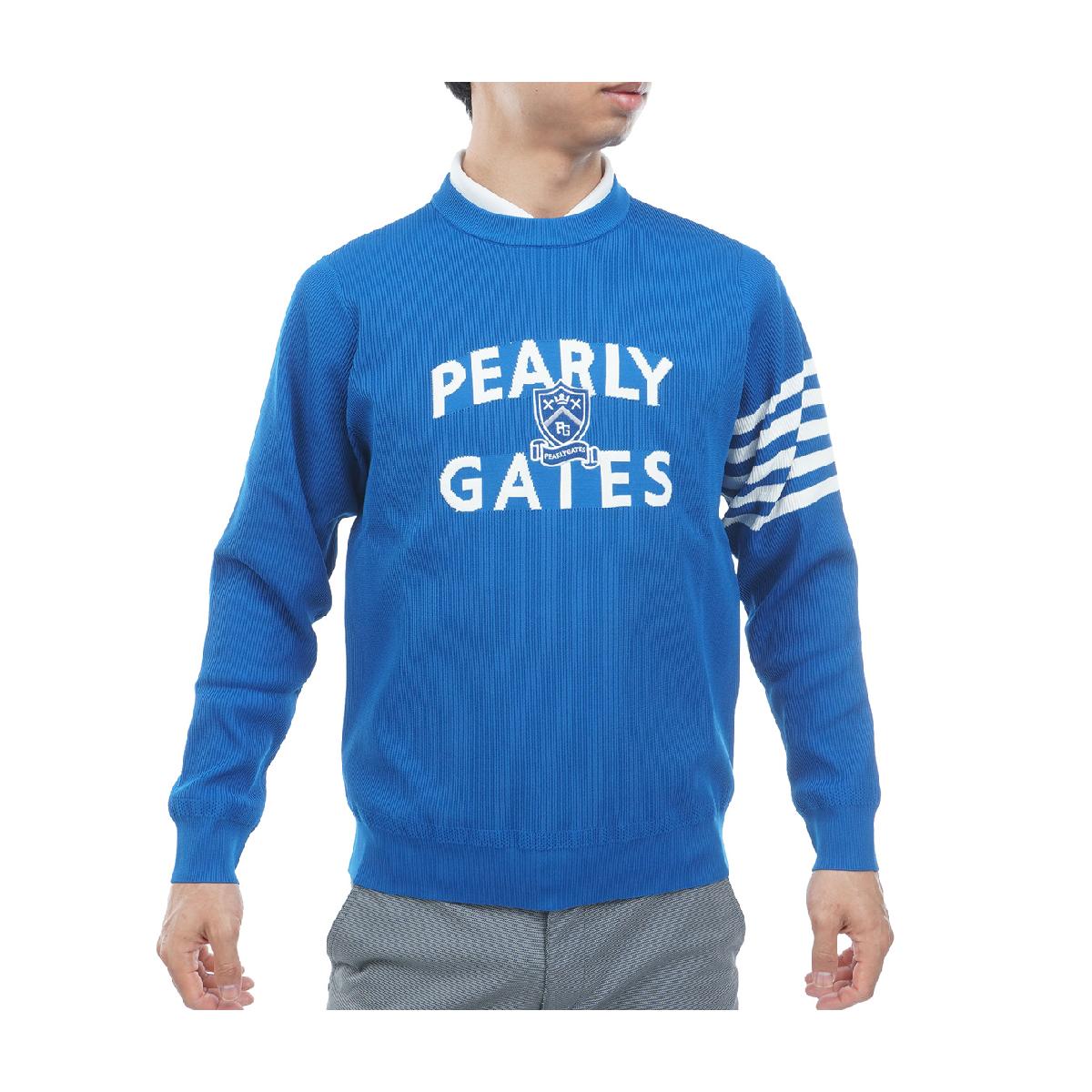 パーリーゲイツ PEARLY GATES 胸章 プルオーバークルーネックセーター スポーツ・アウトドア-ウェア-ゴルフ