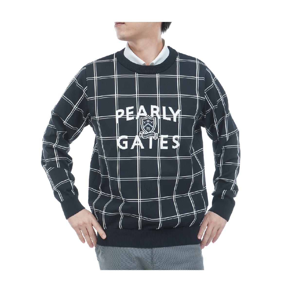 パーリーゲイツ PEARLY GATES ウインドペンインターシャ エンブレムプルオーバークルーネックセーター ウェア-ゴルフ