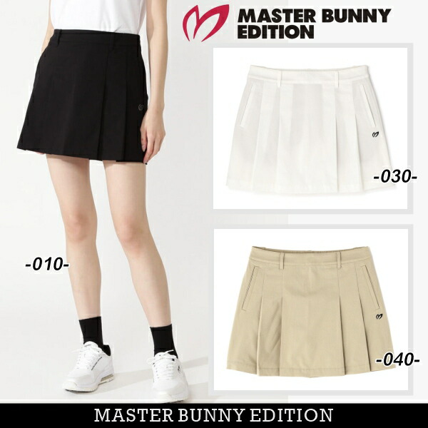 【NEW】マスターバニーbyパーリーゲイツMASTER BUNNY EDITION レディースポリドビー ハーフプリーツスカート759-6134509/26B【置き目品】
