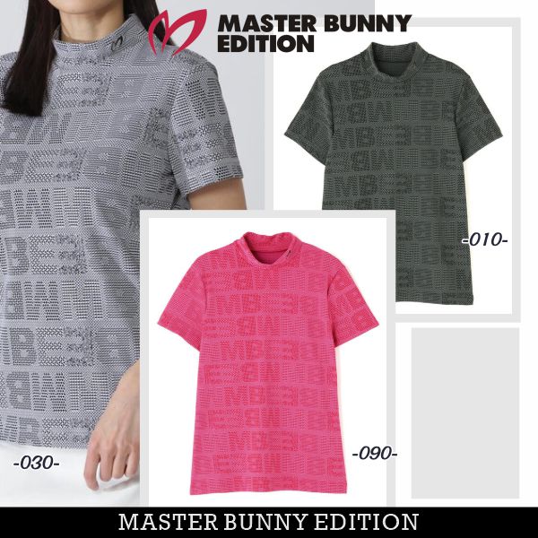 【NEW】マスターバニーbyパーリーゲイツ MASTER BUNNY EDITION レディース チェックジャガード半袖モックシャツ \u003dMADE IN JAPAN\u003d 759-6167306/26A【正規品】