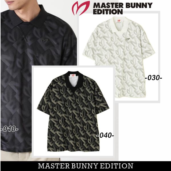 【NEW】マスターバニーbyパーリーゲイツ\u003cBR\u003eMASTER BUNNY EDITION一点MBE総柄\u003cBR\u003eメンズ 盛りだくさんダル半袖スポーツシャツ\u003cBR\u003e758-6160603/26B【定め事品】