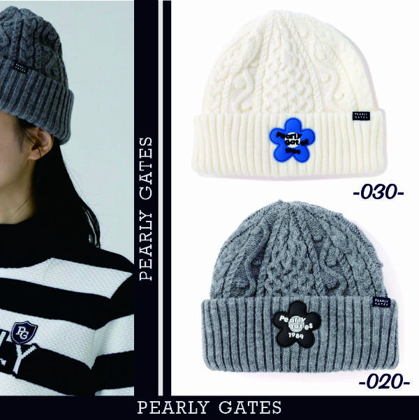 PEARLY GATES ゼブラ＆ボーダー柄　ニットパーカー＆ニット帽セット PEARLY GATES ゼブラ＆ボーダー柄 ニットパーカー＆ニット帽セット