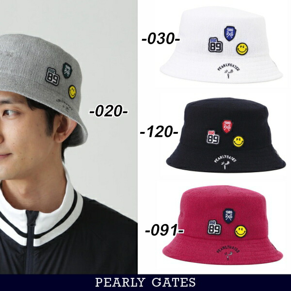 【NEW】PEARLY GATES パーリーゲイツ”デコワッペン” 綿織物編み物風定番系井戸釣瓶かぶり笠053-6187213/26AF【定め事品】