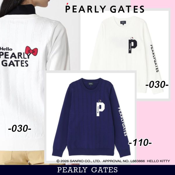 【Hello Kitty×PEARLY GATES】クルーネックニットプルオーバー＜レディース＞055-6170309/26A【定め事品】