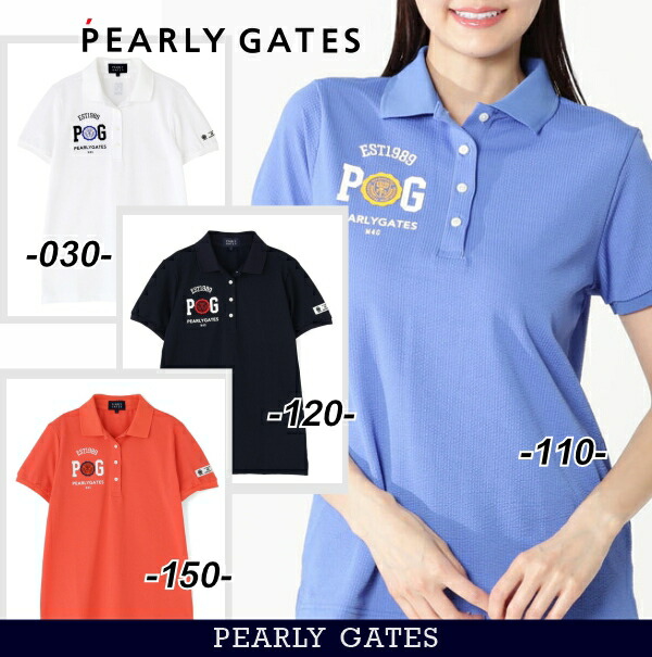 【NEW】PEARLY GATES パーリーゲイツ\u003cBR\u003eレディース Pe蹴球半袖スポーツシャツ\u003dMADE IN JAPAN\u003d 055-6160501/26B【置き目品】