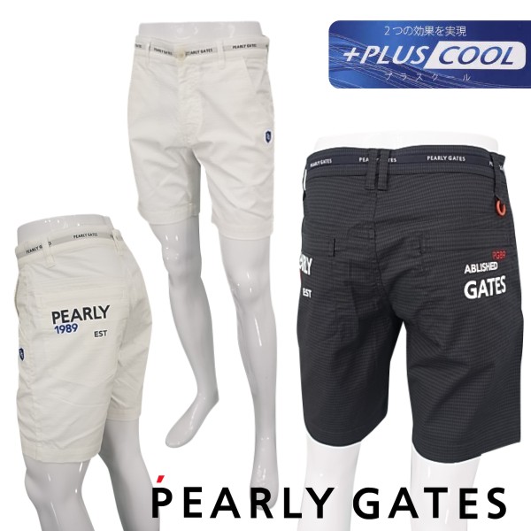 PERLYGATES パーリーゲイツ接触冷感プラスクール!メンズ ストレッチショートパンツ SMILYウッドティー付053-2232701 22C