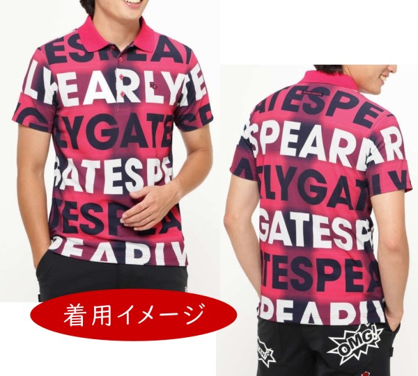 【NEW】PEARLYGATESパーリーゲイツグラデーションチェック×BIGロゴ柄メンズハニカムソフト仕上げ半袖ポロシャツ=JAPANMADE=053-2260807/22C