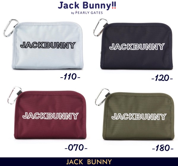 【NEW】Jack Bunny!! by PEARLY GATES ジャックバニー!! 軽量!! アウトラインロゴ スクエア型小物ポーチ/カラビナ付 ＝BASIC COLLECTION＝ 262-5984711/25C 【正規品】【OUTLINE-GOODS】