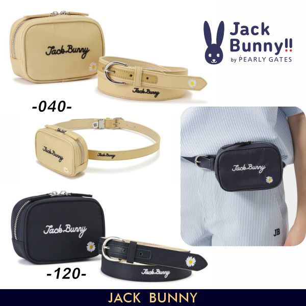 【NEW】Jack Bunny!! by PEARLY GATES ジャックバニー!! ≪Jackbunny Flowers🌸≫ ちょっと細めのレディースベルト＜ポーチ付き＞ 262-6182302/26A【正規品】
