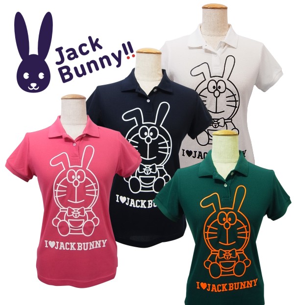 Jack Bunny by PEARLY GATES ジャックバニー ドラえもんプリント レディースドライマスター  カノコ半袖ポロシャツ263-0260836 20C 出色