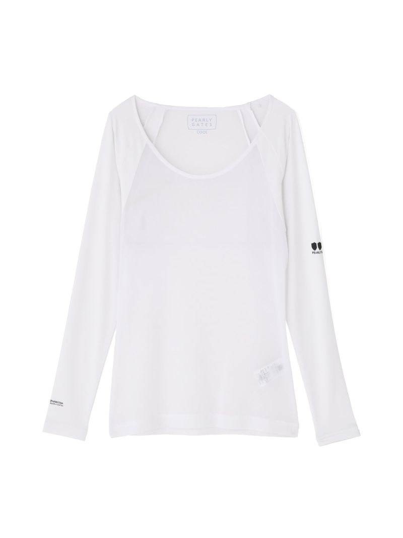 N/力強さサイバー空間×Peベア天竺長袖Uネックカットソー PEARLY GATES パーリーゲイツ トップス 余分の物のトップス 米国海軍 白いこと【貨物輸送無料】[ Fashion]