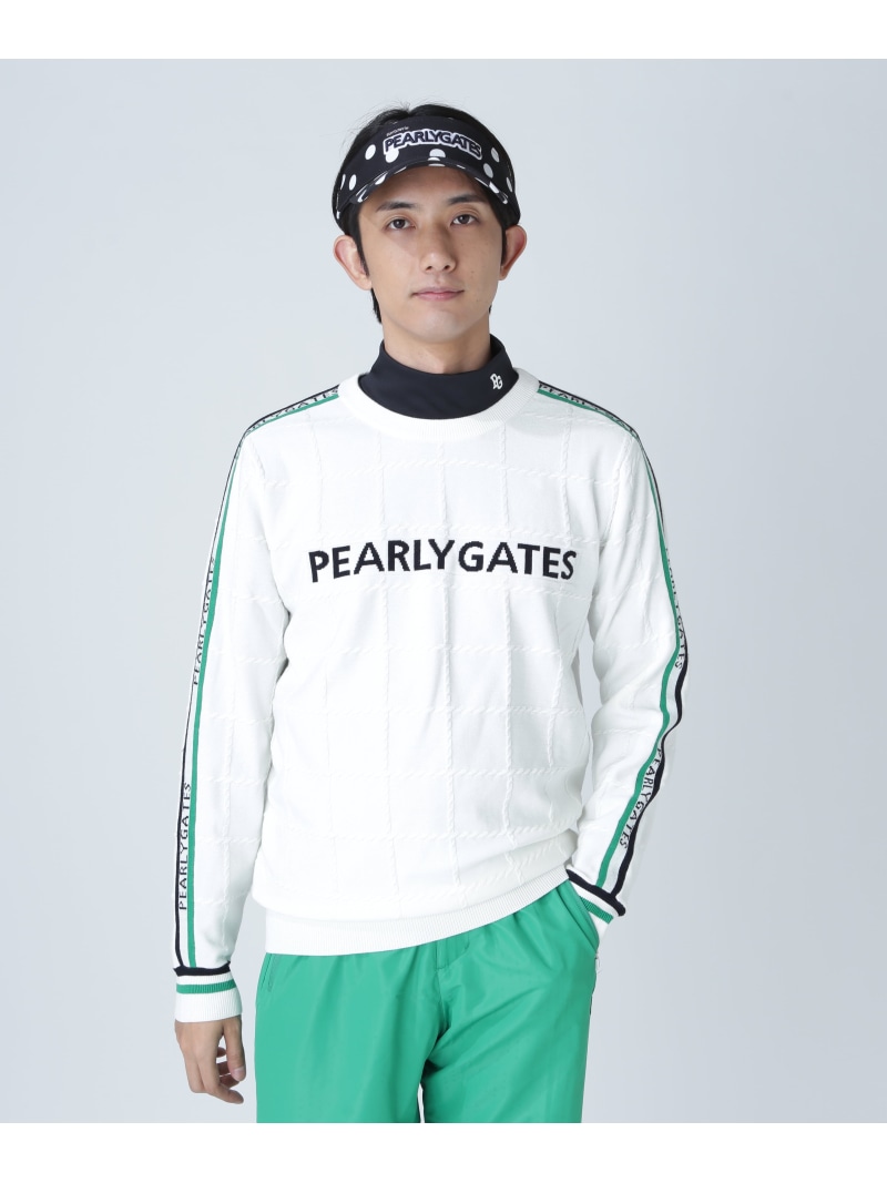 12G地柄クルーネックニットプルオーバー PEARLY GATES パーリーゲイツ トップス ニット ホワイト ネイビー【送料無料】[ Fashion]
