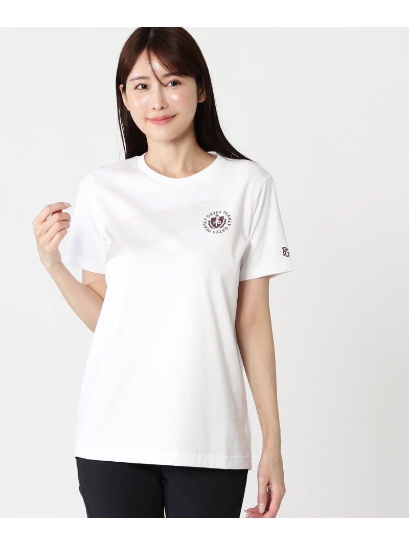 40/2天竺グレース加工半袖Tシャツ PEARLY GATES パーリーゲイツ トップス カットソー・Tシャツ ネイビー イエロー ホワイト【送料無料】[ Fashion]｜PEARLY GATES