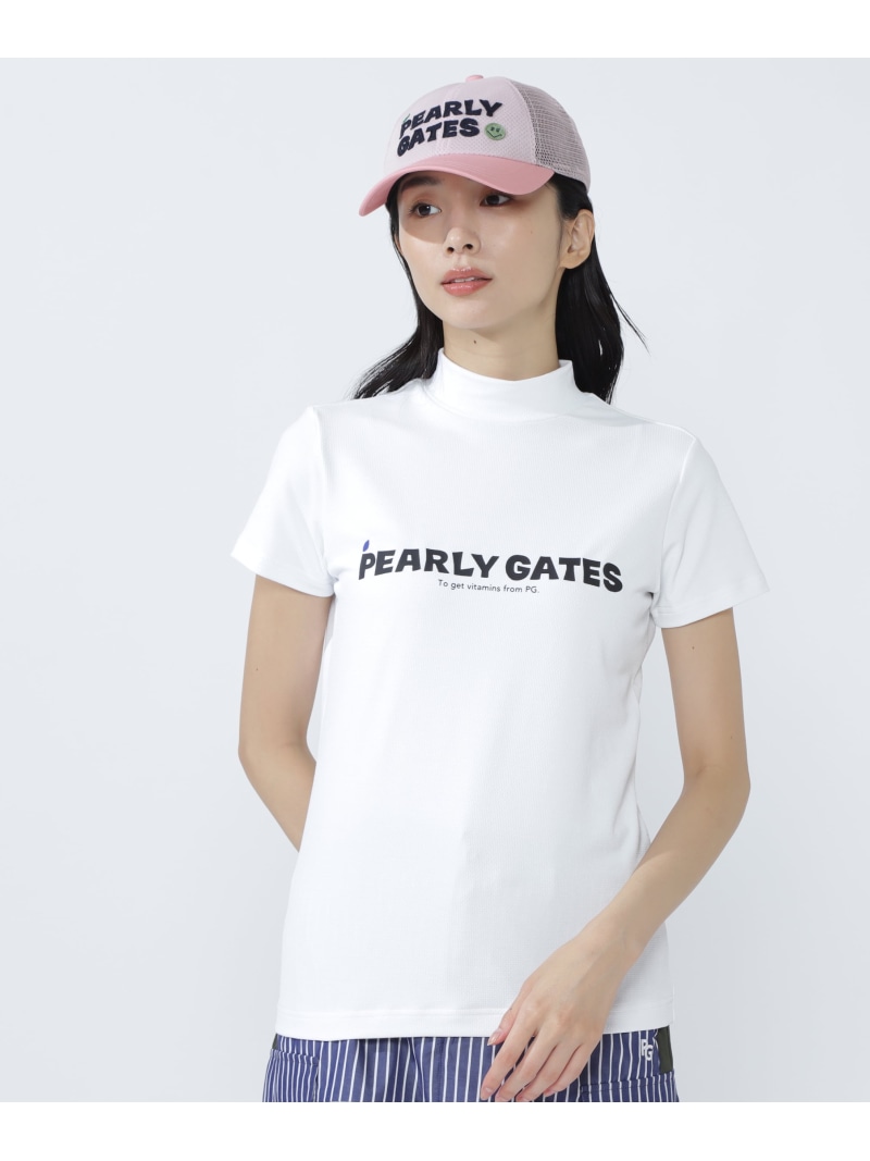 ベア疑似メッシュ半袖モックネックカットソー PEARLY GATES パーリーゲイツ トップス その他のトップス ネイビー ブルー ホワイト【送料無料】[ Fashion]