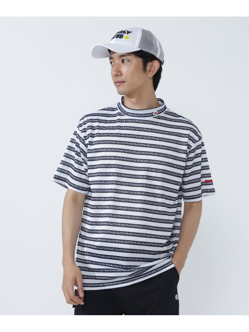 KAZEメッシュ半袖モックネックカットソー ＜ロゴボーダー柄＞ PEARLY GATES パーリーゲイツ トップス その他のトップス ホワイト【送料無料】[ Fashion]
