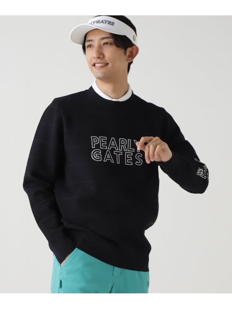 ロゴジャガードクルーネックニットプルオーバー PEARLY GATES パーリーゲイツ トップス ニット ネイビー グリーン ホワイト【送料無料】[ Fashion]