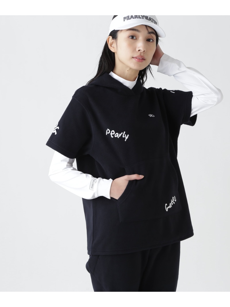 ストレッチフリース半袖フーディプルオーバー PEARLY GATES パーリーゲイツ トップス スウェット・トレーナー ネイビー【送料無料】[ Fashion]｜PEARLY GATES