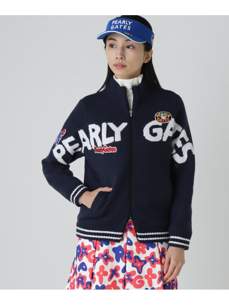 7G分け取りジャ差し固める×伸ばすこと裏地フルジップニットブルゾン PEARLY GATES パーリーゲイツ トップス ジレー 米国海軍【貨物輸送無料】[ Fashion]