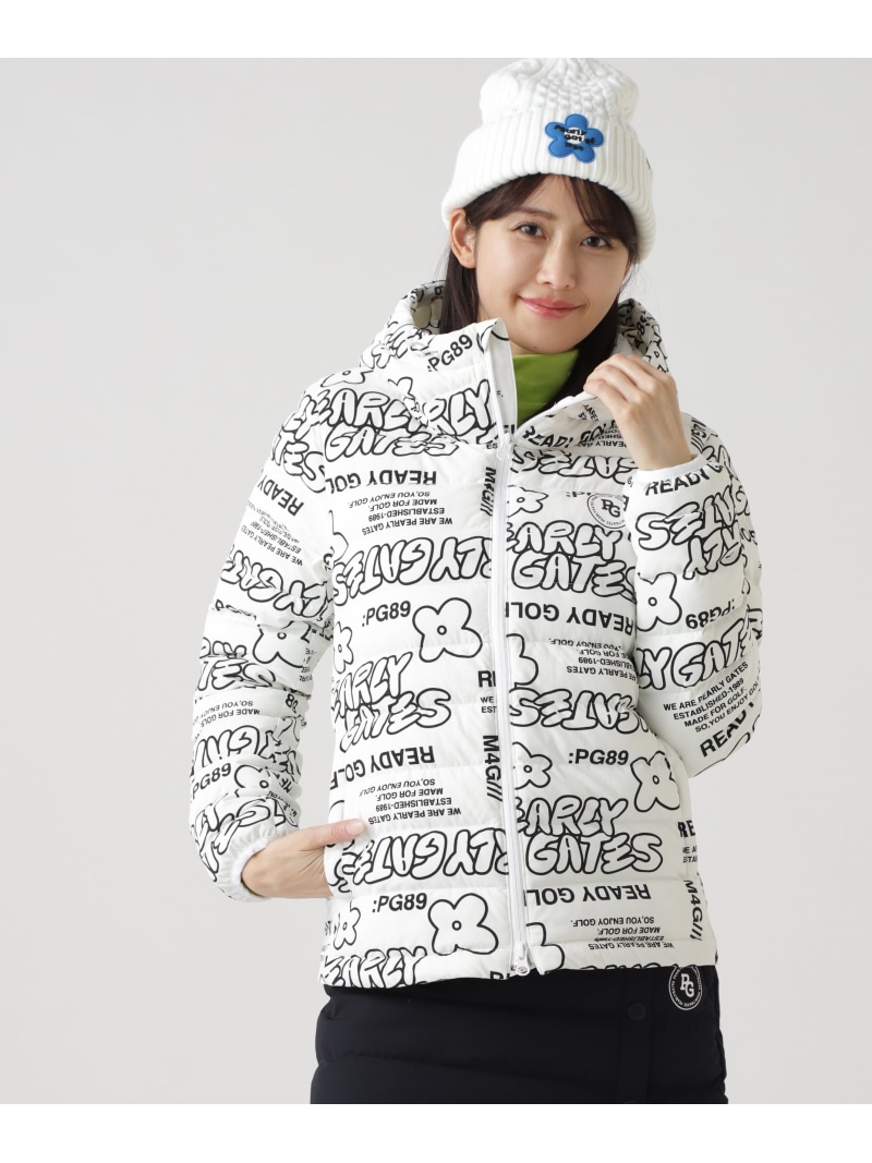 NyストレッチBIGリップストップ中綿フーディブルゾン ＜ストリート花柄＞ PEARLY GATES パーリーゲイツ ジャケット・アウター ブルゾン・ジャンパー ホワイト【送料無料】[ Fashion]