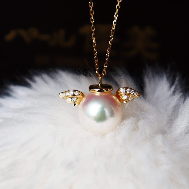 【楽天市場】K18 あこや真珠 8.5-9mm DIA Angelパールネックレス ダイア Akoya pearl necklace D0
