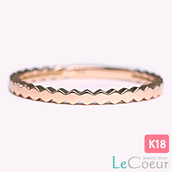 プチハニカムリング K18PG かわいいファッションリング 18kピンクゴールド リング レディース 女性 プレゼント 指輪 K18 人気 可愛い 地金 ジグザク 六角形 大人 上品 エレガント 華奢 シンプル フェミニン ゴールド 自分へのご褒美