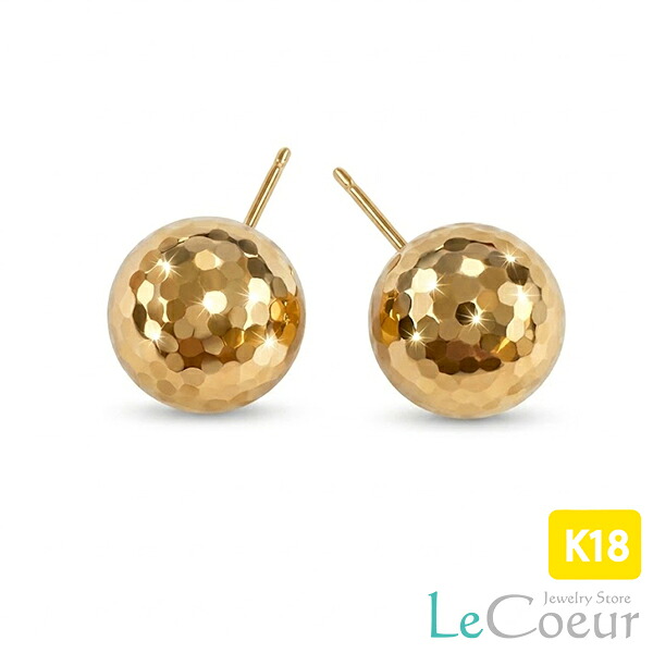 ピアス K18 ミラ−ボ−ル ピアス 10mm ゴ−ルド 両耳 シンプル 大玉 レディ−ス メンズ ジュエリ− プレゼント ギフト ボールピアス ミラ− 丸玉 スタッドピアス 18金 ピヤス ぴあす|ピアス ル・クール