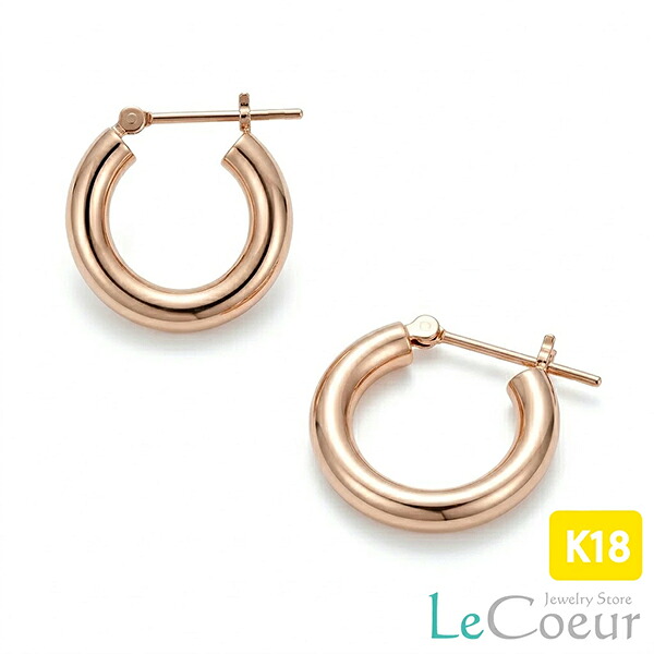 人気 18k パイプピアス フープ 輪っか 3mm×15mm 太め ピアス レディース メンズ プレゼント ギフト 両耳 1ペア ゴールド 18金 K18 ピヤス ぴあす 自分へのご褒美