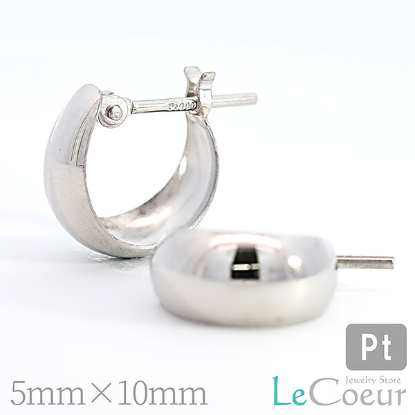 プラチナ5mm&times;10mm 月型の月甲ピアス｜ピアス　ル・クール