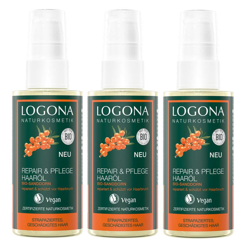 LOGONA ロゴナ 取り繕い 髪の毛油絵の具(ヒッポファン)75ml×3点仕掛ける ヘアオイル-スタイリング剤-美容・コスメ・香水