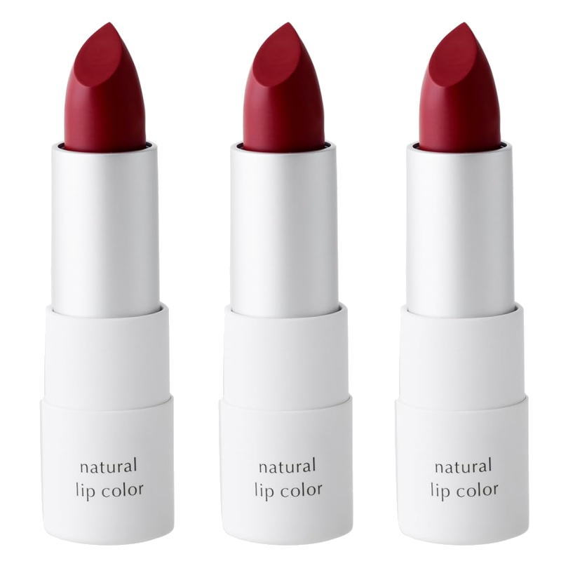 【クリックポストで送料無料】ルアモ　ナチュラルリップカラー ( レッド　Red) (3.5ｇ)×3点セット