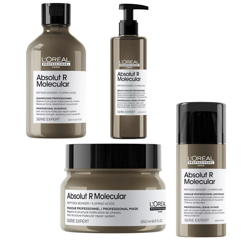 ロレアル セリエ エクスパート アブソルート R モレキュラー シャンプー(300ml)・リンスオフセラム(250ml)・マスク(250ml)・リーブイン(100ml)セット(計4点)