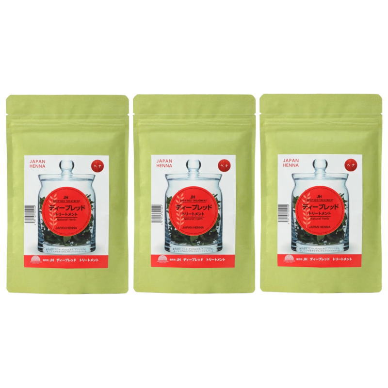 【クリックポストで送料無料】ジャパンヘナ ディープレッドヘナ 100g(化粧品登録)（3点セット）