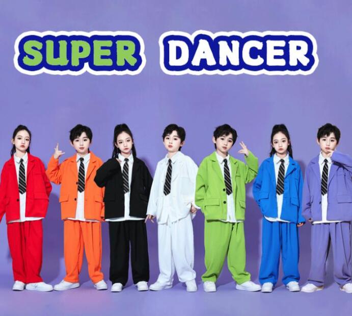 子供ダンス衣装 カジュアルスーツ ステージ衣装 ヒップホップ ユニセックス 男女兼用 モデルショー ストリートダンス衣装長袖スーツジャケット HIPHOP 学園祭演奏服