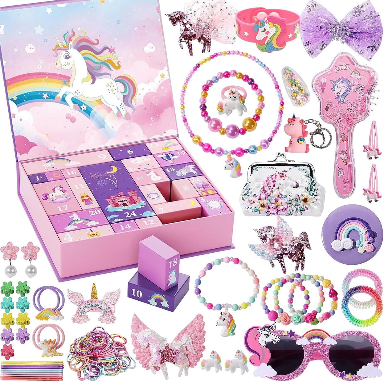 アドベントカレンダー 女の子 ブレスレット ジュエリーセット ピアス ネックレス メガネ ジュエリー カウントダウン 24日間 手作り DIYチャーム クリスマスチャーム ペンダント
