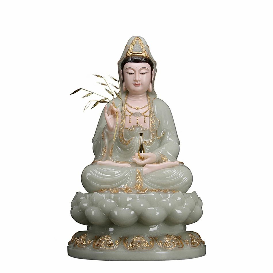 楽天市場】送料無料◇漢白玉石珍品◇観音菩薩 娑婆三聖 観音菩薩