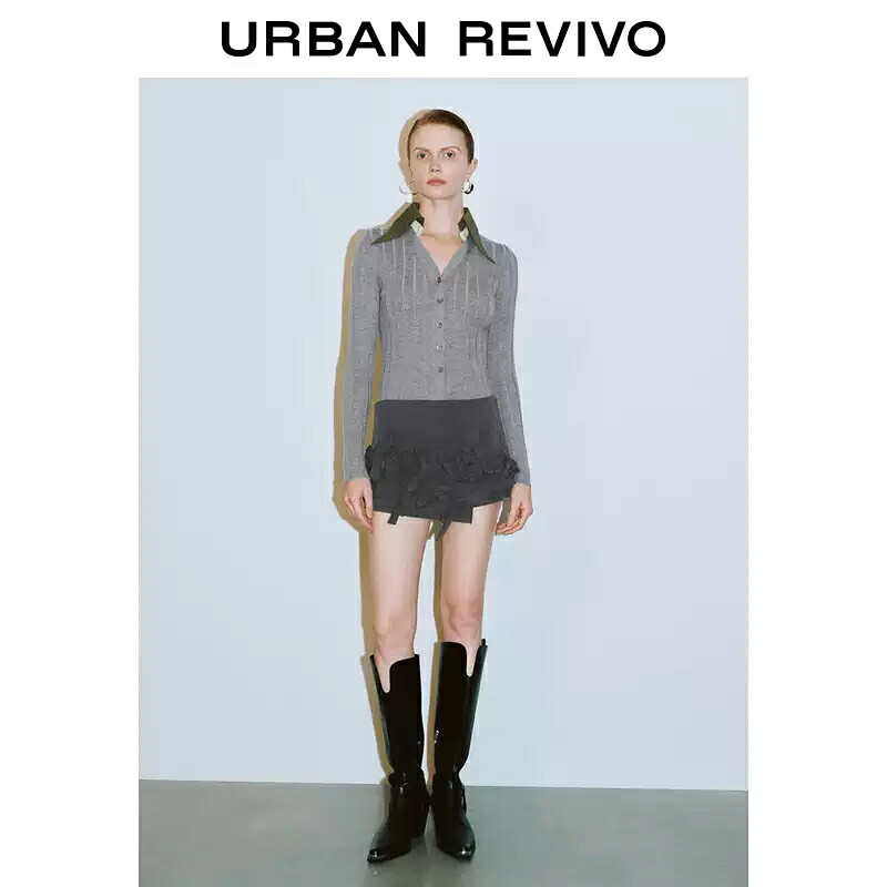 URBAN REVIVO 2026 レディース 花のシュロの葉飾りつけ 遊撃手ズボン下 UWG660023+