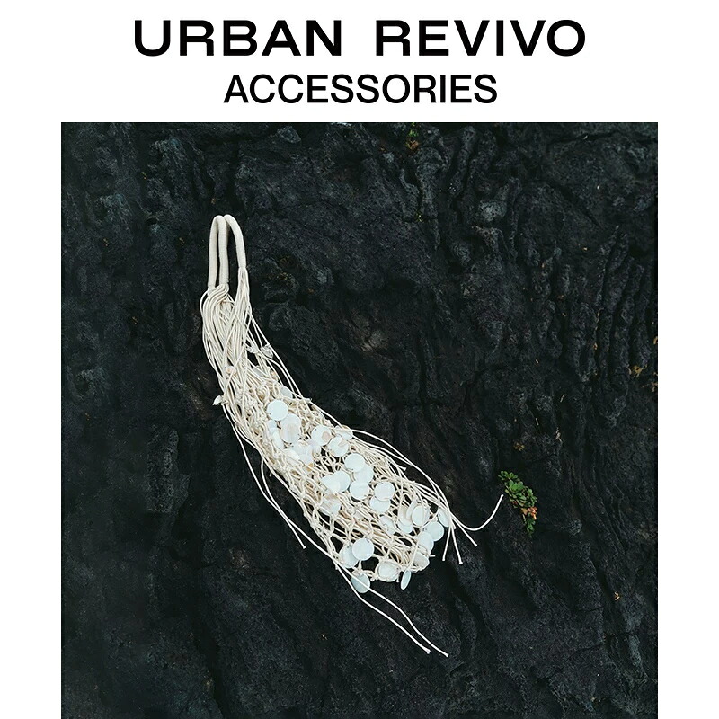 URBAN REVIVO 新作 レディース 外殻かざり付ける メッシュ衣嚢 ショルダーバッグ 軽さ 心地よい デイリーコーデ UAYB50094