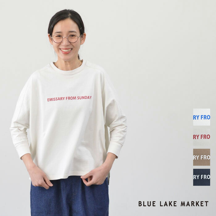 【10%OFFクーポン発行中♪】BLUE LAKE MARKET ブルーレイクマーケット 17/BD天竺 ドルマンスリーブプリントプルオーバー\