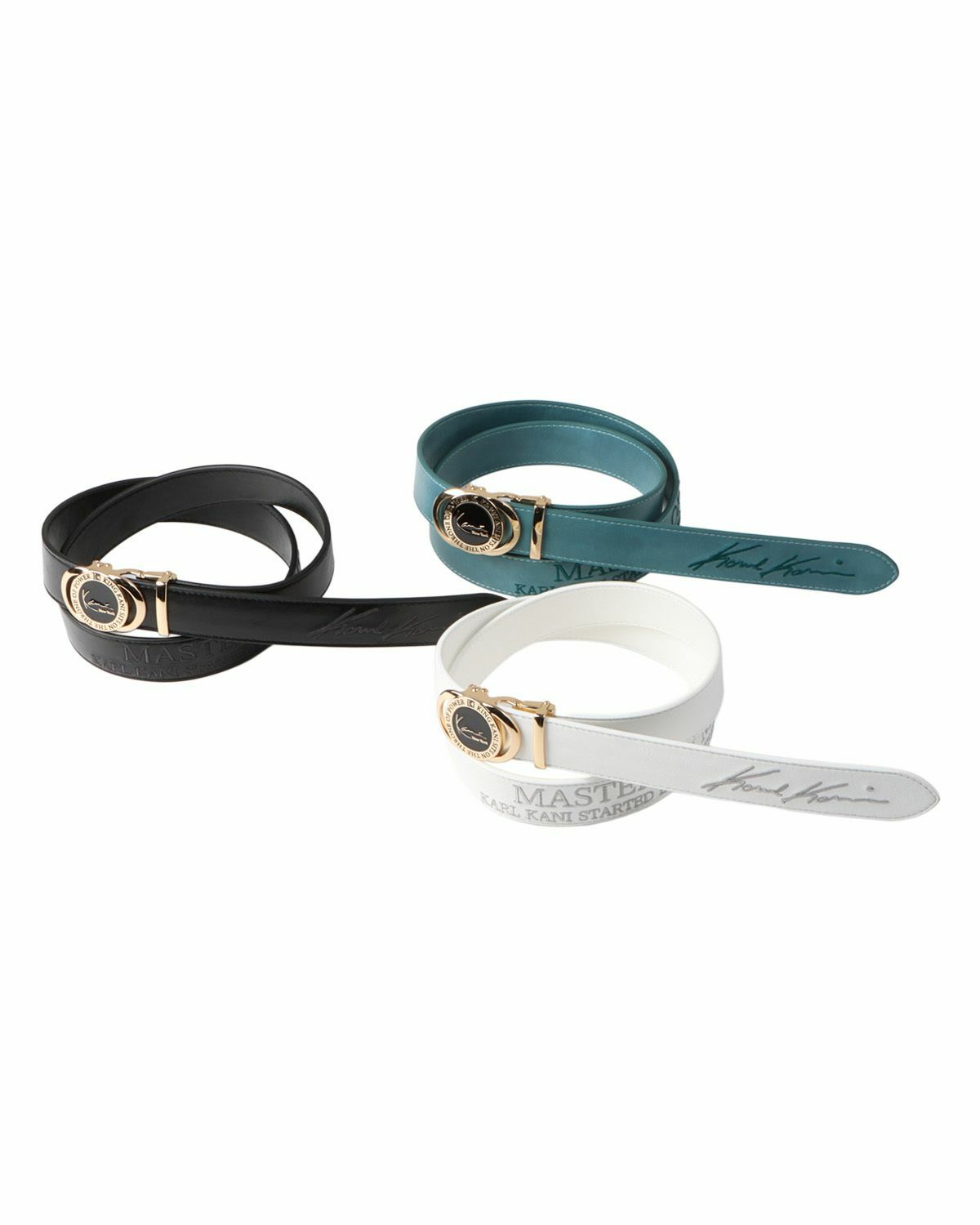 Karl Kani GOLF ゴールドバックル PU ホールレス ベルト