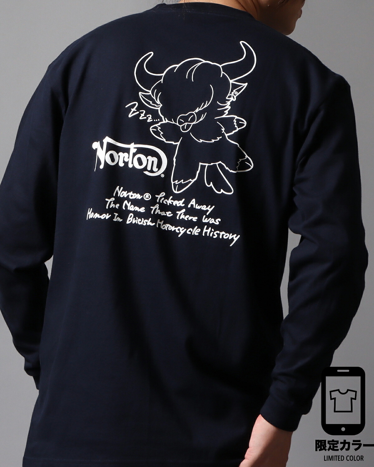 Norton ピンクフェザーローズ長袖Tシャツ メンズ