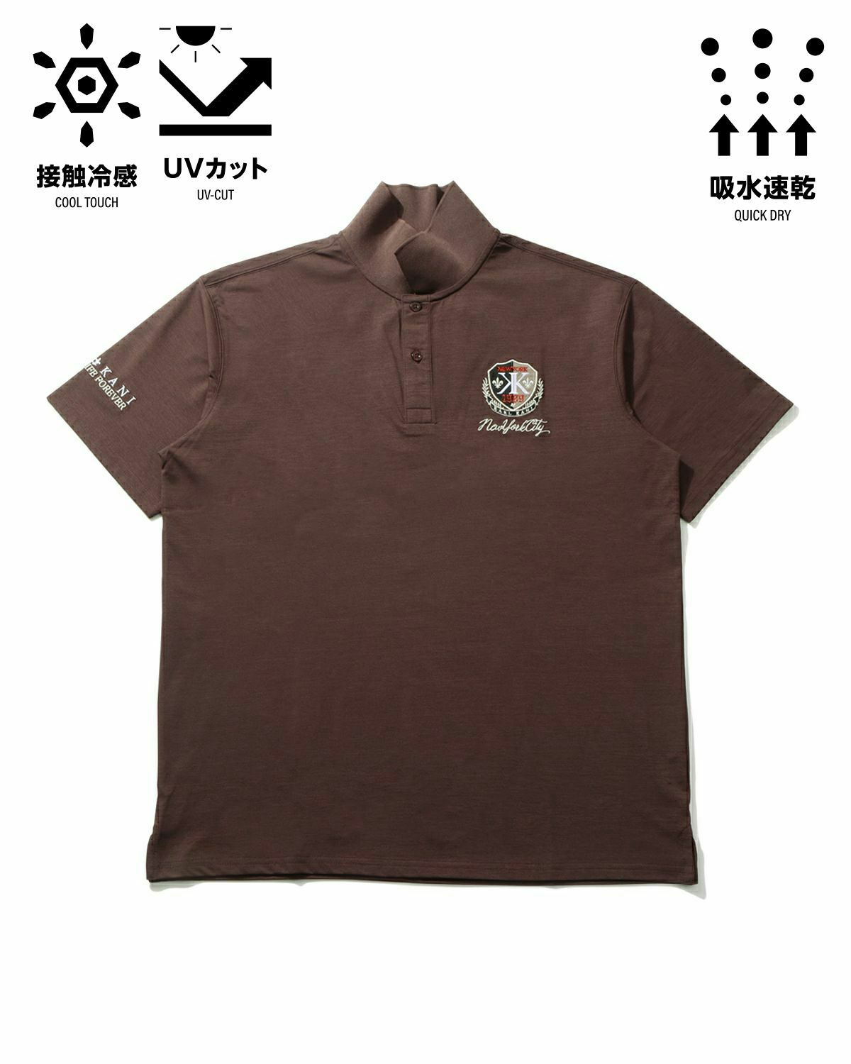 Karl Kani GOLF ハイブリッド(UVカット+吸水速乾+接触冷感) 多機能 ベーシック ワッペン ポロシャツ