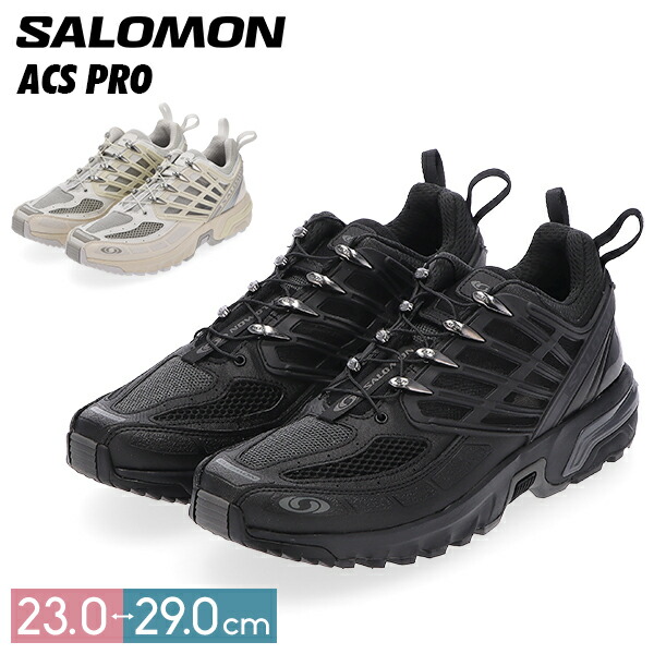 ＼店内、マラソンSALE開催中／ SALOMON サロモン ACS PRO エーシーエス プロ スニーカー トレイル ランニング メンズ レディース ローカット アウトドア 靴 シューズ おしゃれ スポーツ ストリート L47179800 Black/Black/Black｜PEEWEE BABY