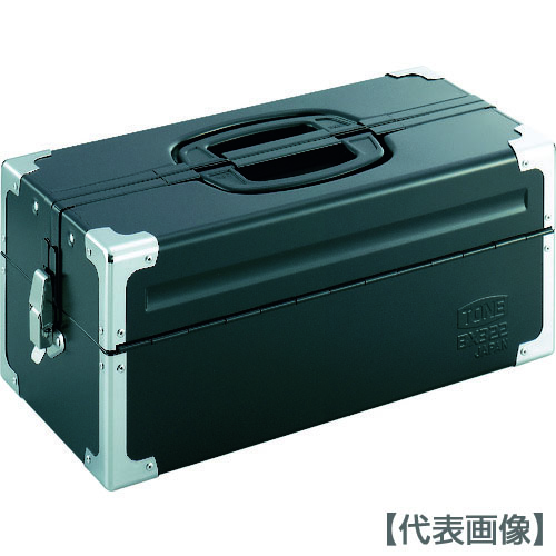 ＴＯＮＥ　スチール製工具箱　ツールケース（メタル）　Ｖ形２段式　マットブラック　外形寸法１９５ｍｍ（BX322BK）390-4342【ＴＯＮＥ（株）】 9,249円