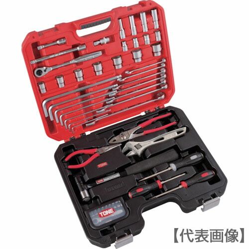 ＴＯＮＥ 整備用工具セット コンビネーションツールセット レッド／ブラック ６３点セット（K600）828-3532【ＴＯＮＥ（株）】