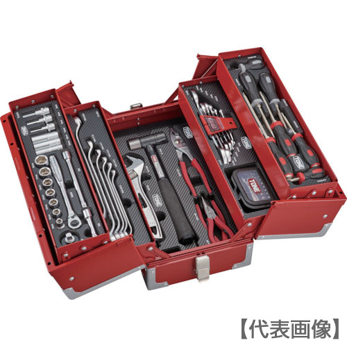ＴＯＮＥ　整備用工具セット　ツールセット（レッド仕様）　間口４３３&times;奥行２２０&times;高さ２４０ｍｍ（TSAT330）829-2433【ＴＯＮＥ（株）】｜ペイントオール