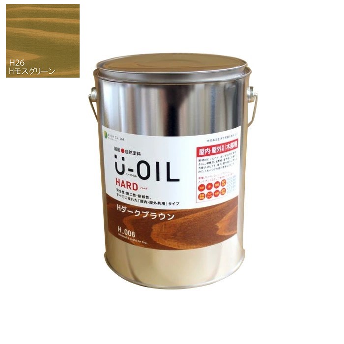 U-OIL(ユーオイル) ハード モスグリーン(H26)3.8L【株式会社シオン】屋内・屋外共用|ペイントオール