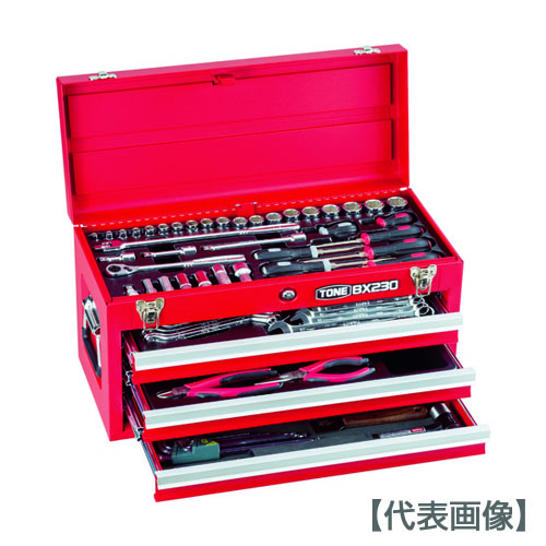 ＴＯＮＥ　整備用工具セット　ツールセット　差込角９．５ｍｍ　７２点セット　レッド（TSA350）327-1455【ＴＯＮＥ（株）】｜ペイントオール