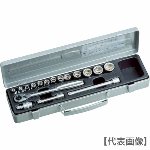 ＴＯＮＥ ソケットレンチセット 差込角９．５ｍｍ １７点セット ６角（1560MS）116-5500【ＴＯＮＥ（株）】