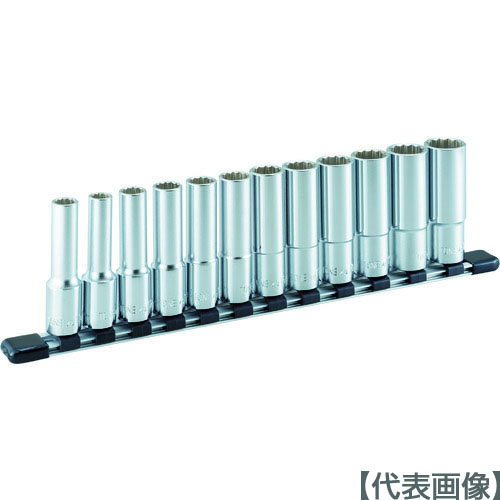 ＴＯＮＥ ディープソケットセット（１２角・保持者付） １２ｐｃｓ 差込角１２．７粍（HDL412）395-6377【ＴＯＮＥ（株）】